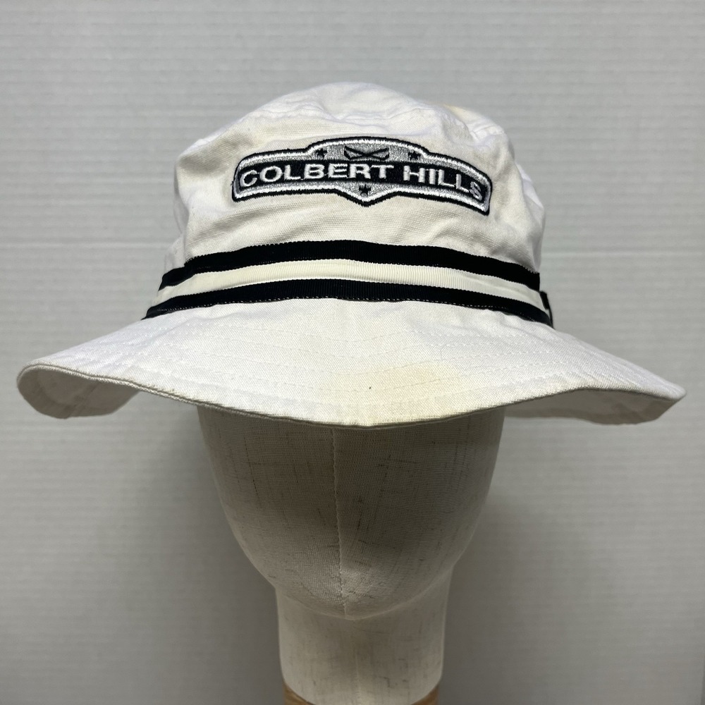 Imperial Colbert Hills Golf Bucket Hat White Cotton Men's Size L Sun Hat Stripe
